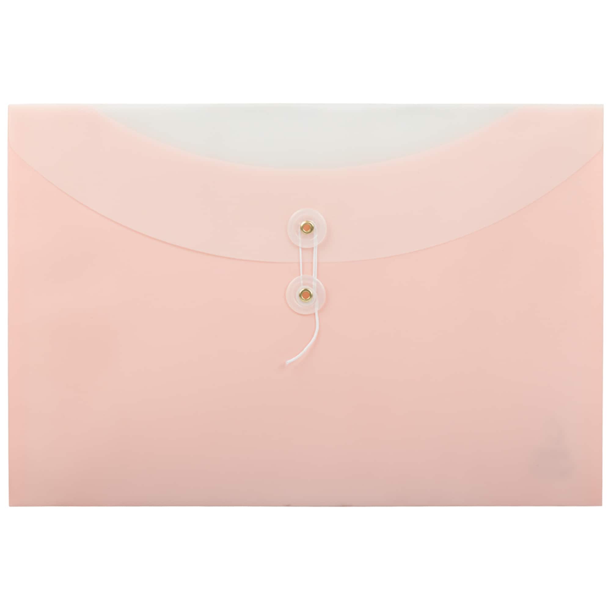 JAM Paper Two-Tone Light Pink Button & String Tie 9.75" x 13" Booklet Envelope, 12ct.